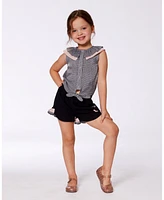 Deux par Toddler Girls Sleeveless Top With Front Tie Black And Sparkling Pink - Toddler|Child