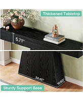 Tribesigns 63" Black Console Table, Farmhouse Entryway Table with Trapezoidal Base, Narrow Long Wood Sofa Table Behind Couch Table for Entrance, Hallw