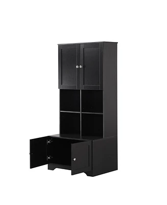 Tall and Wide Bathroom Floor Storage Cabinet for Organized Space Efficiency