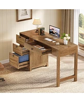 Tribesigns Farmhouse Computer Desk with 4 Drawers, 55.11-Inch Home Office Desk with File Storage Drawers, Wood Executive Office Desk, Large Study Writ