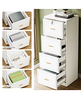 Tribesigns 4-Drawer File Cabinet, Vertical Filing Cabinet with Lock, Wood Storage for Home Office,Locable A4/F4/Letter/Legal