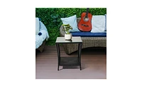 Outdoor Patio Wicker Side Table Stylish and Durable for Garden, Deck, or Use
