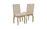 Set of 4 Upholstered Dining Chairs with Nailhead Trim for Dining Room or Kitchen