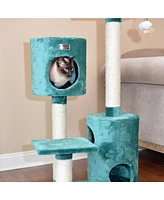 Armarkat Real Wood Cat Tree Condo House With 2 Private Condos 43" Green A4301