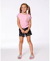 Deux par Big Girls Organic Cotton Tee With Print And Knot Candy Pink