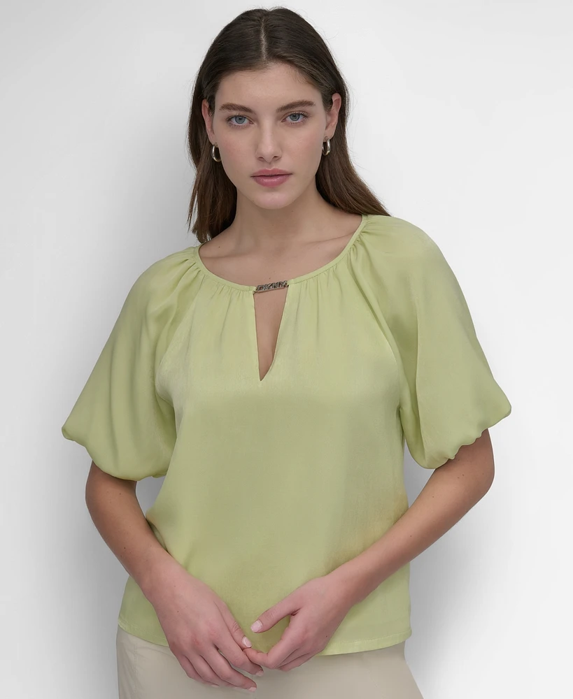 Dkny Women's Round-Neck Puff-Sleeve Blouse