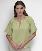 Dkny Women's Round-Neck Puff-Sleeve Blouse