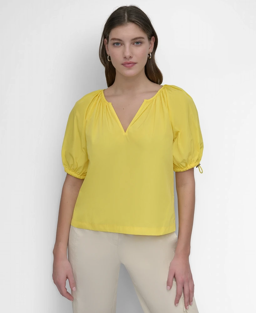 Dkny Women's Split-Neck Short-Sleeve Blouse