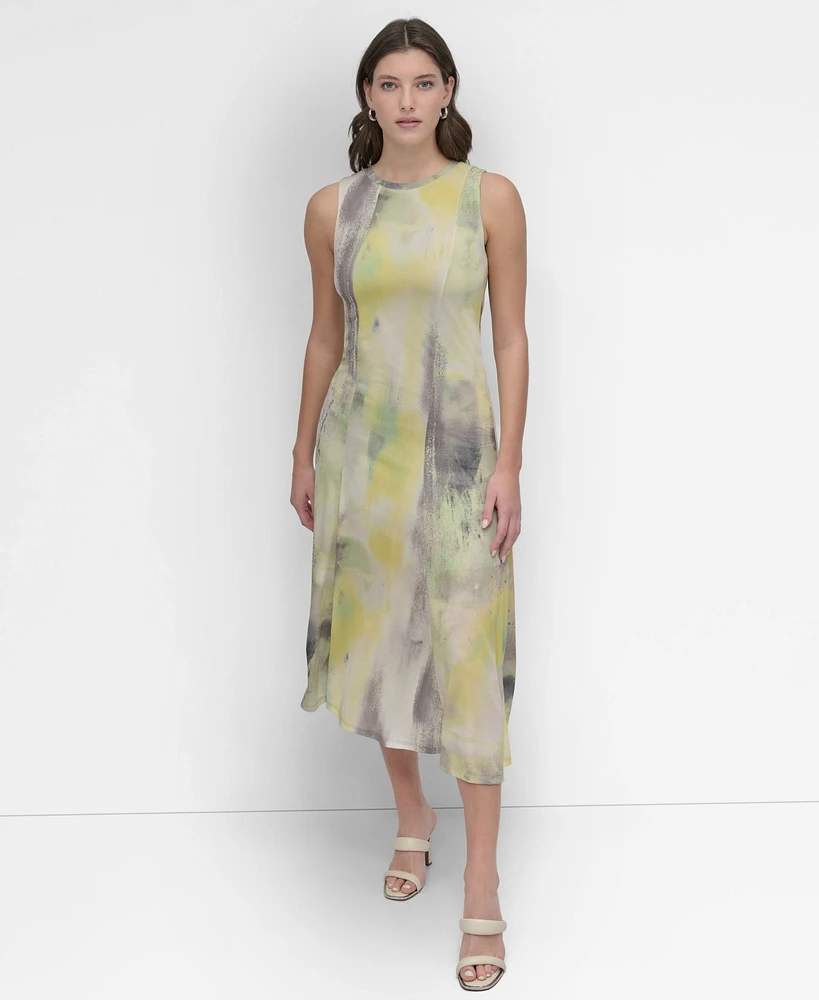 Dkny Women's Sleeveless Printed Jersey Dress