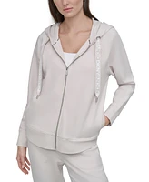 Dkny Sport Women's Two-Tone Zip-Front Long-Sleeve Hoodie