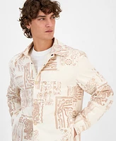 Guess Men's Bandana-Print Shirt Jacket