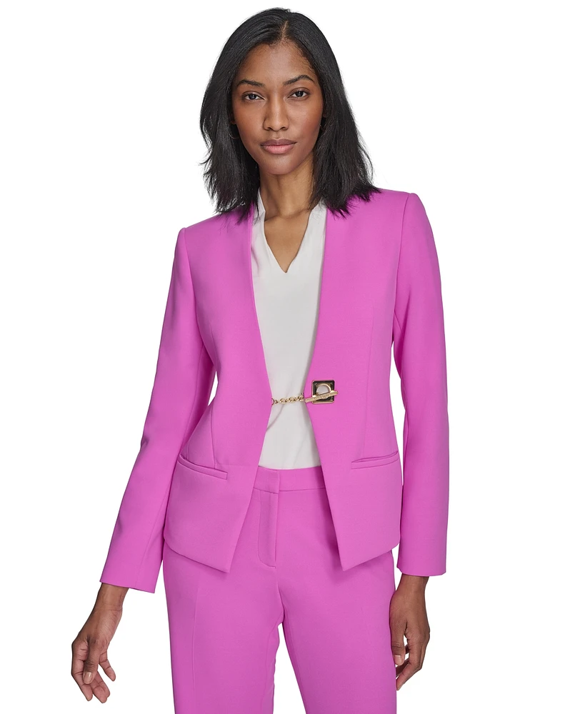 Halston Women's Collarless Toggle Chain Blazer