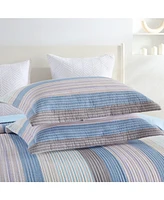 Marcielo 3Pcs 100% Cotton Quilt Bedspread Set Reversible Bedding Striped Queen