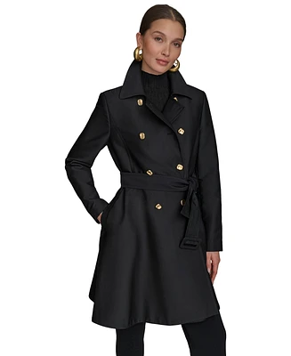 Donna Karan New York Women's Double-Breasted Skirted Trench Coat