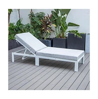 Chelsea Modern Outdoor White Chaise Lounge Chair With Cushions