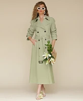 Avec Les Filles Women's Double-Breasted Maxi Trench Coat