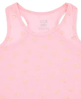 Max & Olivia Big Girls Metallic-Print Tank Top Shorts Pajama Set