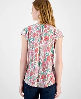 Tommy Hilfiger Women's Tie-Neck Pintuck-Front Top