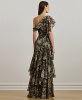 Lauren Ralph Women's Floral Georgette One-Shoulder Gown