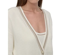 Dkny Sport Women's Court Cotton-Blend Button Cardigan