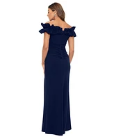 Xscape Women's Ruffled Off-The-Shoulder Side-Slit Gown