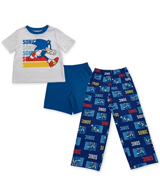 Sonic Little & Big Boys Jersey Short-Sleeve Top, Shorts Pants Pajamas, 3 Piece Set