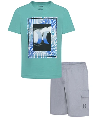 Hurley Toddler Boys Vortex Check Graphic T-Shirt & Shorts, 2 Piece Set