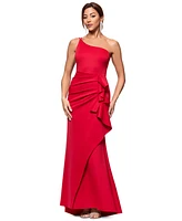 Xscape Petite Ruffled One-Shoulder Gown