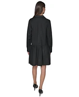 Karl Lagerfeld Paris Women's Collared Drop-Hem Shirtdress