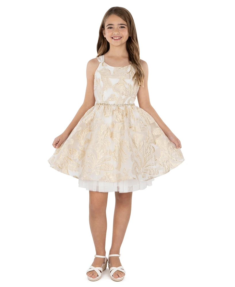 Speechless Big Girls Golden Jacquard Fit and Flare Dress