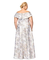 Xscape Plus Off-The-Shoulder Brocade Ball Gown