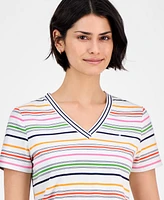 Nautica Jeans Women's Striped V-Neck T-Shirt