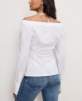 Good American Women's Off-The-Shoulder Long-Sleeve Top