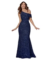 Xscape Women's Sequined Lace One-Shoulder Gown