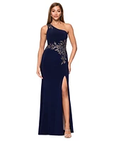 Xscape Women's Applique One-Shoulder Gown