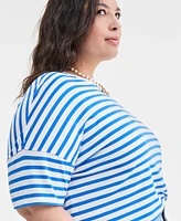 On 34th Trendy Plus Size Striped Easy T-Shirt, Exclusively at Macy's