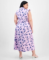 On 34th Trendy Plus Cotton Belted Midi Shirtdress, Exclusively at Macy's