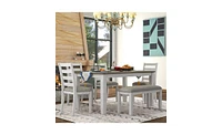 Rustic Style 6-Piece Dining Room Table Set with 4 Upholstered Chairs & a Bench