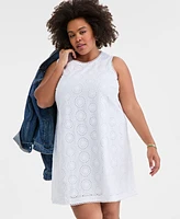 On 34th Trendy Plus Eyelet Sleeveless Dress, Created for Macy's