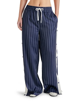 Steve Madden Women's Beckham Striped Side-Snap Pull-On Pants