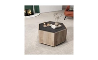 Retro Living Room Coffee Table with Rustic Design and 2 Drawers