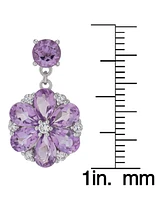 Amethyst (5 ct. t.w.) & Cubic Zirconia Flower Drop Earrings in Sterling Silver