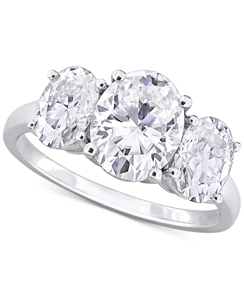 Macy's Moissanite Three Stone Ring (4 ct. t.w.) in Sterling Silver