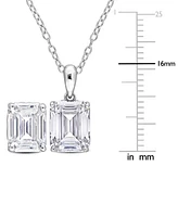 Macy's 2-Pc. Set Moissanite (7-1/2 ct. t.w.) Emerald-Cut Stud Earrings & Pendant 18" Necklace in Sterling Silver