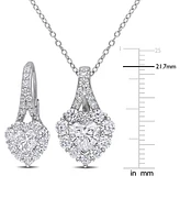 2-Pc. Set Moissanite Heart Halo Pendant Necklace & Matching Leverback Earrings (4 ct. t.w.) in Sterling Silver