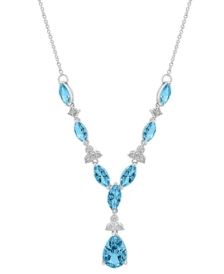 Blue Topaz (8 ct. t.w.) & Diamond (1/10 ct. t.w.) 17" Lariat Necklace in Sterling Silver