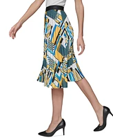 Karl Lagerfeld Paris Women's Geo-Print Pleated Skirt