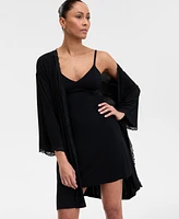 I.n.c. International Concepts Women's Lace-Trim Knit Wrap Robe, Exclusively at Macy's