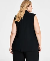 Bar Iii Trendy Plus Peak-Lapel Open-Front Long Vest, Exclusively at Macy's