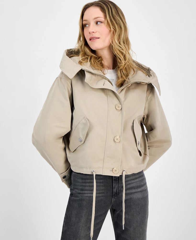 Guess Women's Nora Cropped Hooded Utility Jacket